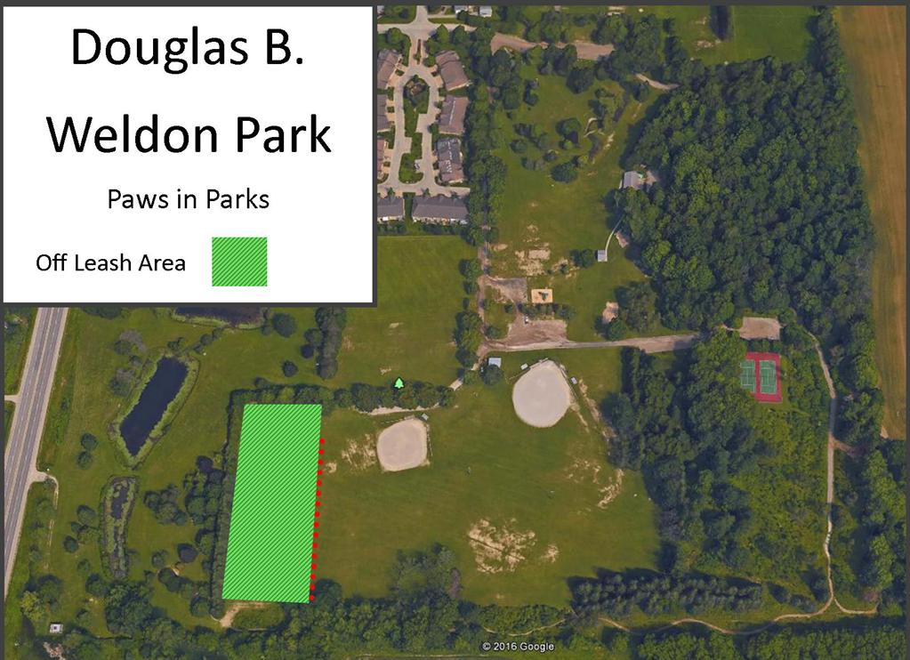 Douglas B Weldon Park Paws in Parks Off Leash Area Map
